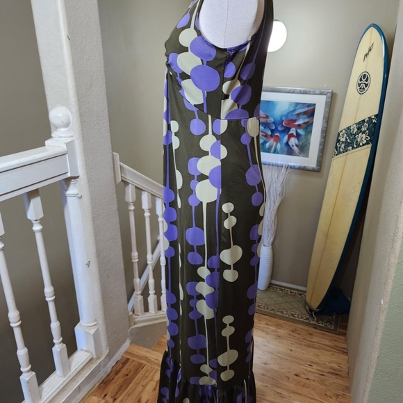 Vintage 60s-70s Retro Mod Bohemian Muumuu Sleeveless Kaftan Maxi Dress - Picture 5 of 8